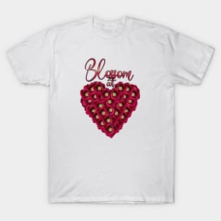 Blossom at Heart Floral Heart Design T-Shirt